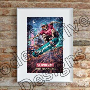 Supreme South Beach Street Reaper Series Skate Art Poster 11x17 Urban Wall Decor